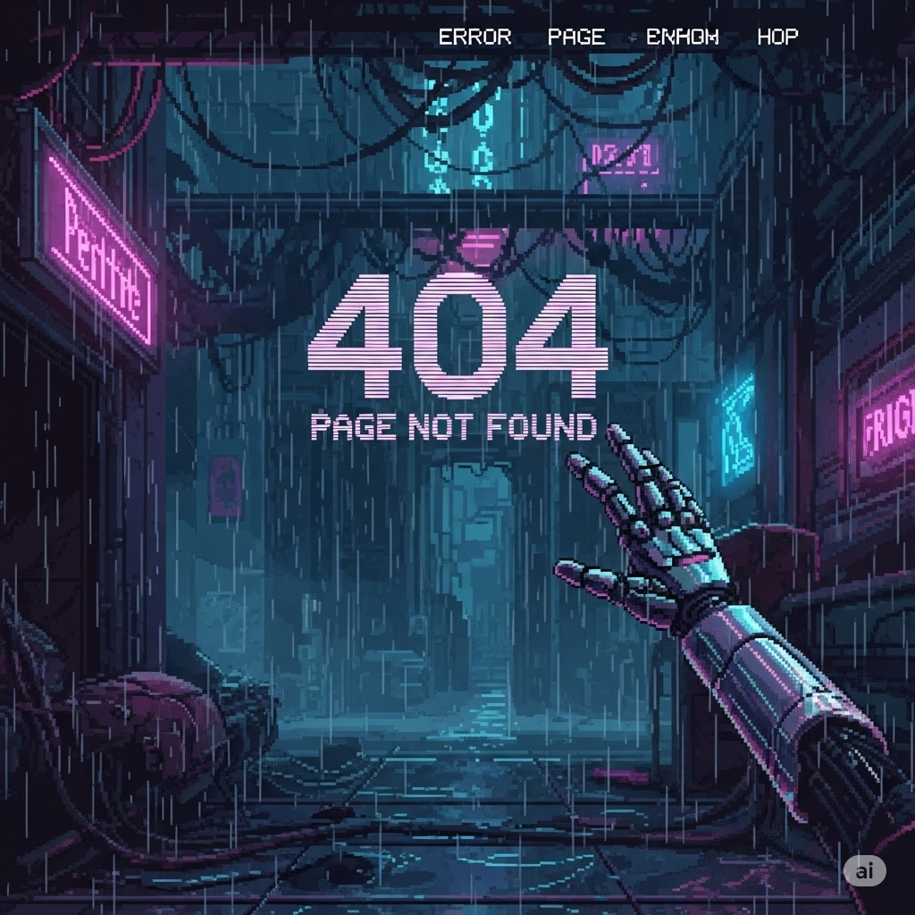 404 Seite nicht gefunden - Cyberpunk Pixelart